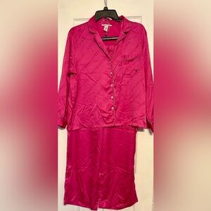 Victoria's Secret Fuchsia Satin Logo Pajama Set